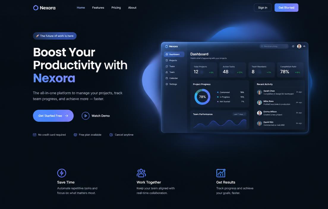 Nova template — startup landing page